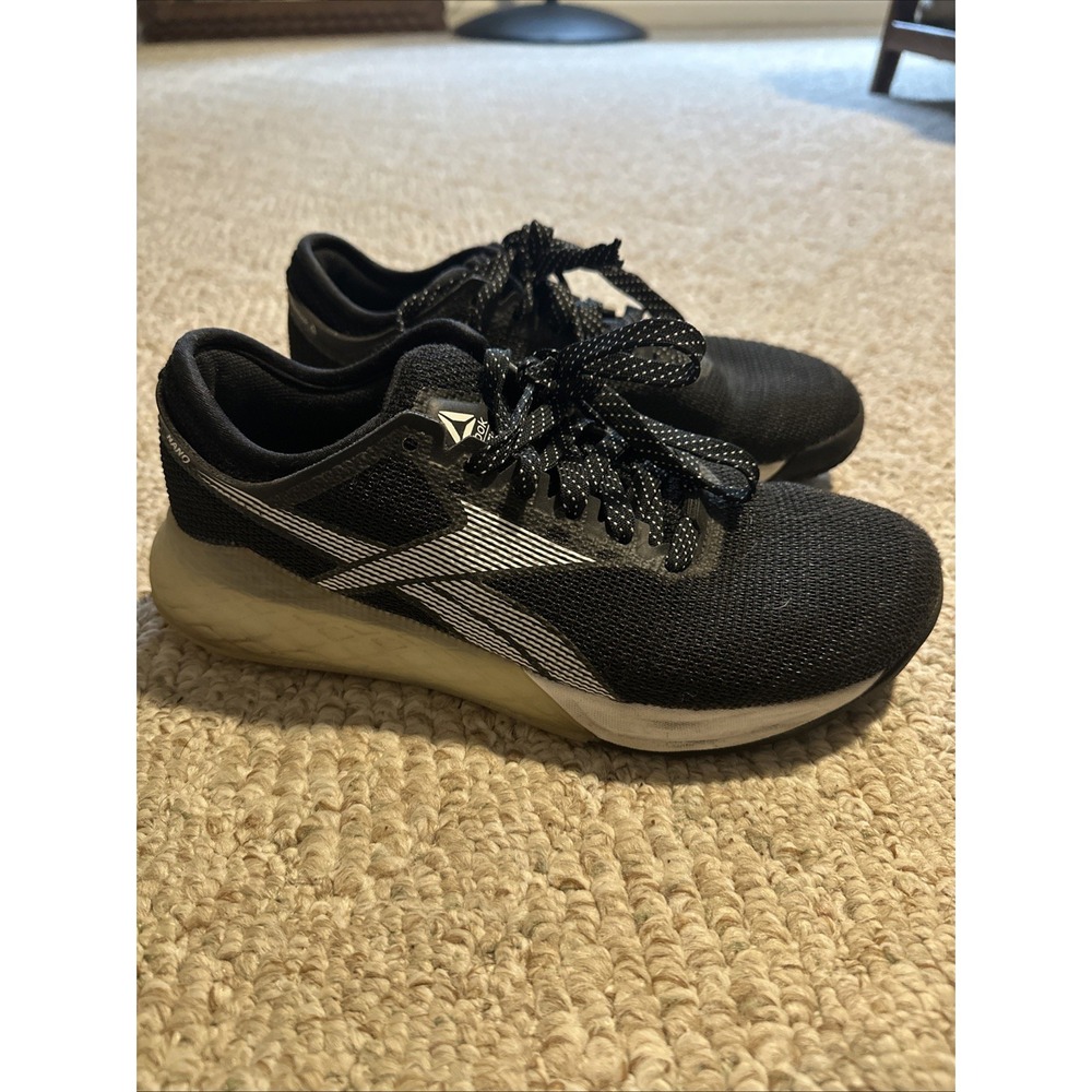 Reebok Women Nano 9 Crossfit training Sneakers Black/White Size 8 EUC